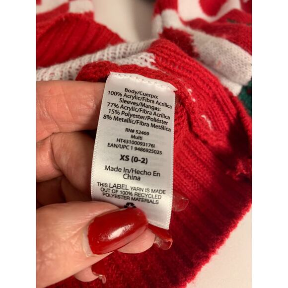 Holiday Time Cardigan Sweater Snowflakes Tree Sequins Hearts Christmas Size XS - Picture 5 of 10